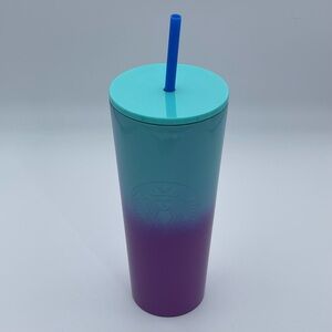 Starbucks Ombre Tumbler 24oz Blue Purple Gradient Cold Cp with Straw